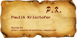 Paulik Krisztofer névjegykártya
